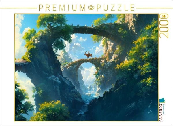 CALVENDO Puzzle Brücken in allen Ebenen - Anime Landschaft | 2000 Teile Lege-Größe 90x67cm Foto-Puzzle für glückliche Stunden