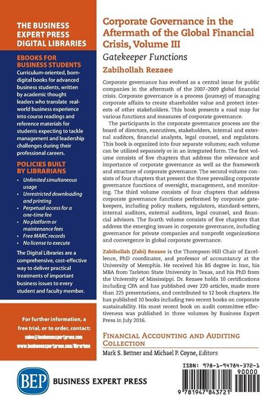 Produktbild: Corporate Governance in the Aftermath of the Global Financial Crisis, Volume III