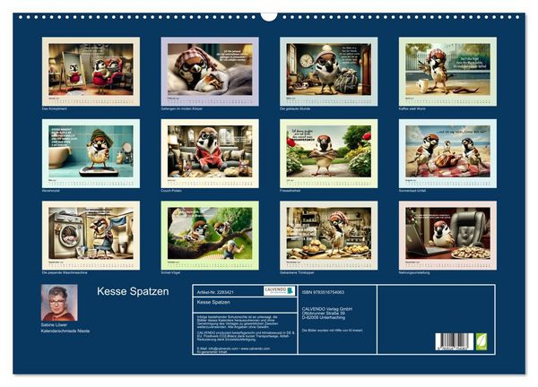 Produktbild: Kesse Spatzen (Wandkalender 2027 DIN A2 quer), CALVENDO Monatskalender