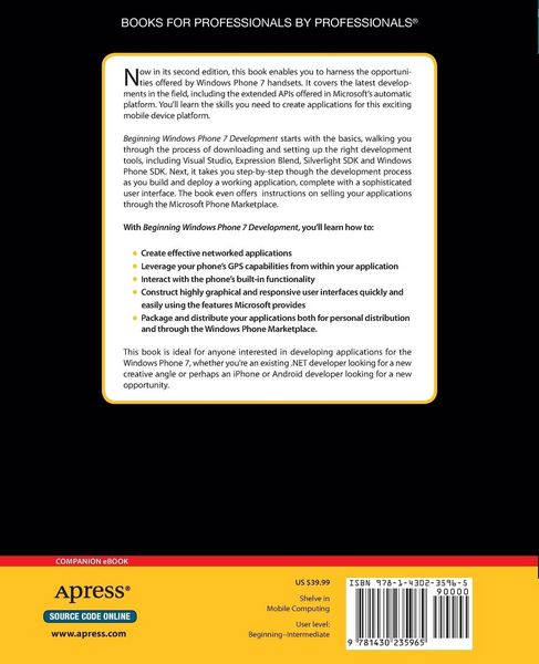 Produktbild: Beginning Windows Phone 7 Development