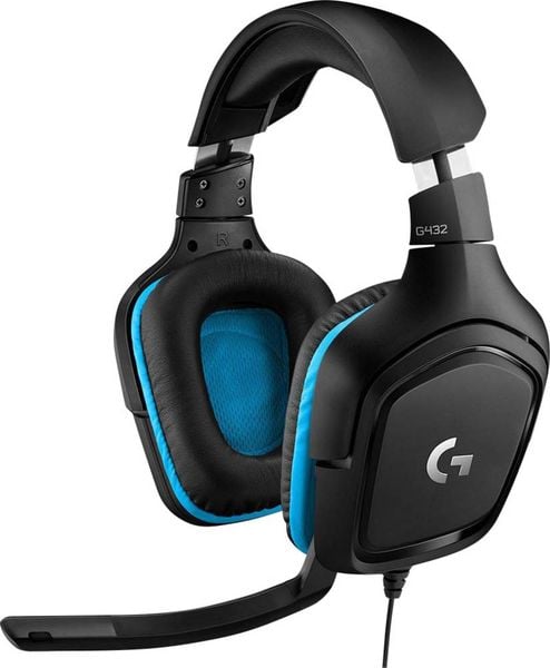 Produktbild: Logitech Gaming G432 Over Ear Headset kabelgebunden 7.1 Surround Schwarz, Blau Lautst&auml;rkeregelung, Mikrofon-Stummschaltung Gaming