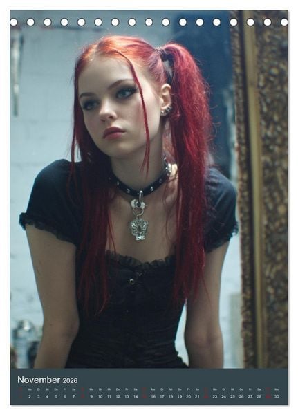 Produktbild: Gothic Girls - d&uuml;stere Frauen in schwarzer Gothic-Kleidung (Tischkalender 2026 DIN A5 hoch), CALVENDO Monatskalender