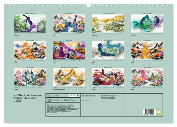 Produktbild: YOGA - Harmonie von K&ouml;rper, Geist und Seele (Wandkalender 2026 DIN A2 quer), CALVENDO Monatskalender