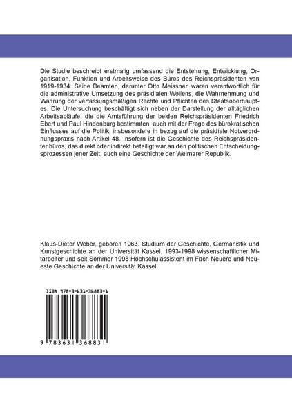 Produktbild: Das B&uuml;ro des Reichspr&auml;sidenten 1919-1934