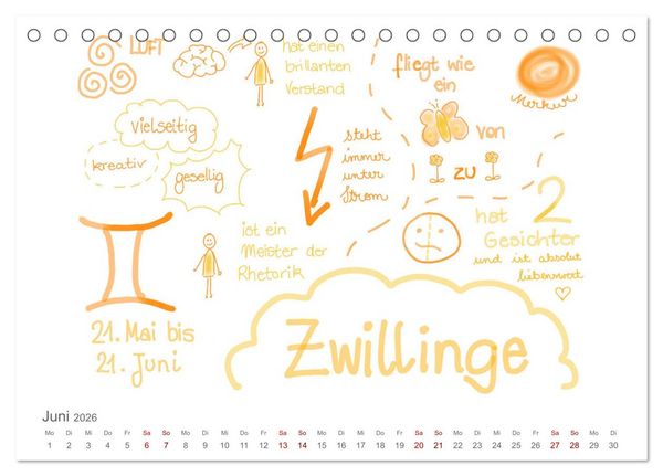 Produktbild: Sternzeichen-Kalender (Tischkalender 2026 DIN A5 quer), CALVENDO Monatskalender