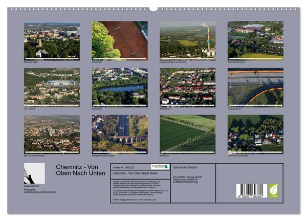 Produktbild: Chemnitz - Von Oben Nach Unten (hochwertiger Premium Wandkalender 2026 DIN A2 quer), Kunstdruck in Hochglanz