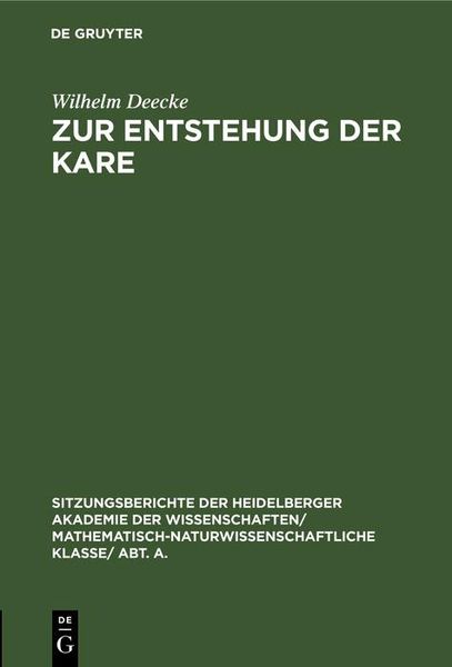 Produktbild: Zur Entstehung der Kare