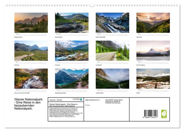 Produktbild: Glacier Nationalpark - Eine Reise in den bezaubernden Nationalpark. (hochwertiger Premium Wandkalender 2026 DIN A2 quer), Kunstdruck in Hochglanz