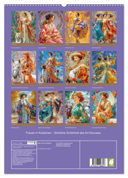 Produktbild: Frauen in Kost&uuml;men - Sinnliche Sch&ouml;nheit des Art Nouveau (hochwertiger Premium Wandkalender 2026 DIN A2 hoch), Kunstdruck in Hochglanz