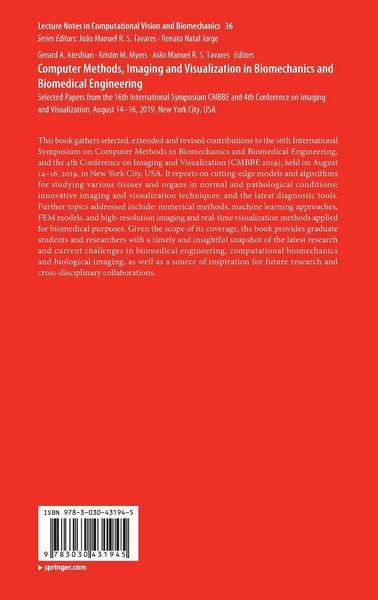 Produktbild: Computer Methods, Imaging and Visualization in Biomechanics and Biomedical Engineering