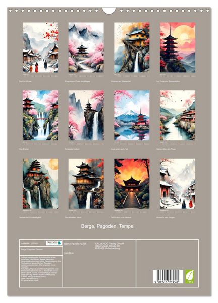 Produktbild: Berge, Pagoden, Tempel (Wandkalender 2026 DIN A3 hoch), CALVENDO Monatskalender