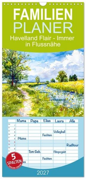 Produktbild: Familienplaner 2027 - Havelland Flair - Immer in Flussn&auml;he mit 5 Spalten (Wandkalender, 21 x 45 cm) CALVENDO