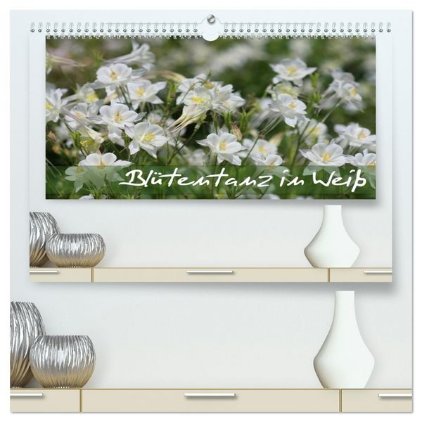 Produktbild: Bl&uuml;tentanz in Wei&szlig; (hochwertiger Premium Wandkalender 2026 DIN A2 quer), Kunstdruck in Hochglanz