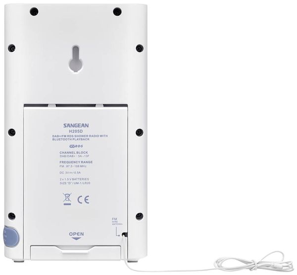 Produktbild: Sangean H205 Badradio DAB+, UKW Bluetooth&reg; wasserdicht Wei&szlig;