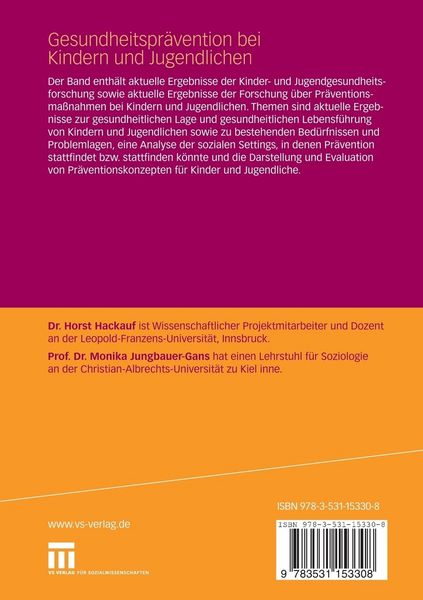 Produktbild: Gesundheitspr&auml;vention bei Kindern und Jugendlichen