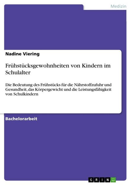 Produktbild: Fr&uuml;hst&uuml;cksgewohnheiten von Kindern im Schulalter