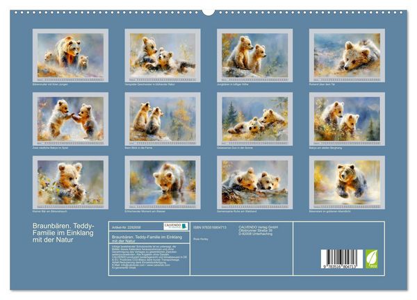 Produktbild: Braunb&auml;ren. Teddy-Familie im Einklang mit der Natur (hochwertiger Premium Wandkalender 2027 DIN A2 quer), Kunstdruck in Hochglanz