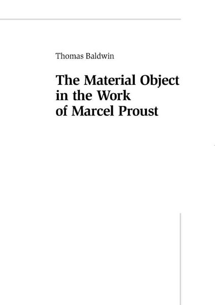 Produktbild: The Material Object in the Work of Marcel Proust