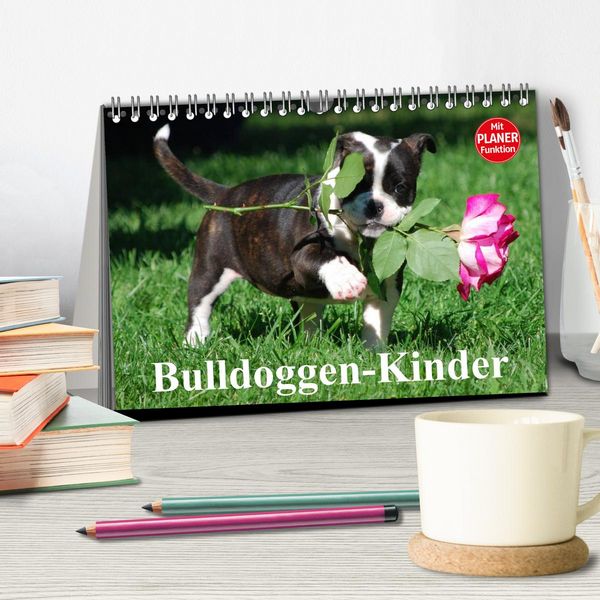Produktbild: Bulldoggen-Kinder (Tischkalender 2026 DIN A5 quer), CALVENDO Monatskalender