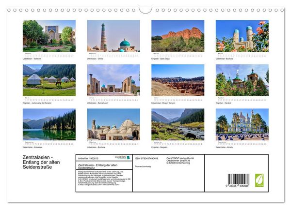 Produktbild: Zentralasien - Entlang der alten Seidenstra&szlig;e (Wandkalender 2026 DIN A3 quer), CALVENDO Monatskalender