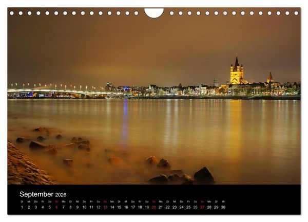 Produktbild: k&ouml;ln dunkel bunt - Die Stadt in anderem Licht! (Wandkalender 2026 DIN A4 quer), CALVENDO Monatskalender