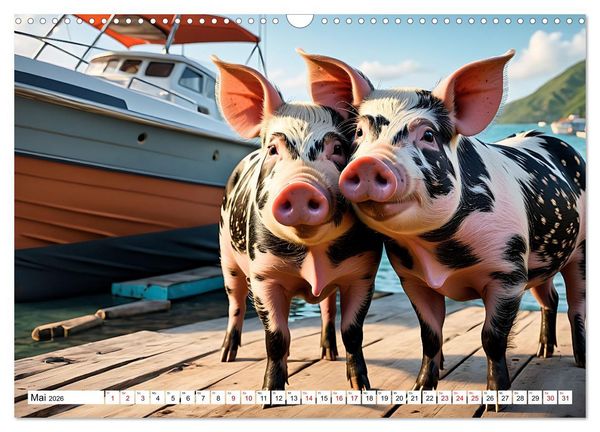 Produktbild: Schwimmende Schweine im Paradies (Wandkalender 2026 DIN A3 quer), CALVENDO Monatskalender