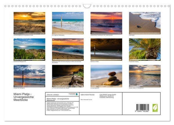 Produktbild: Miami Platja - Unvergessliche Meerblicke (Wandkalender 2026 DIN A3 quer), CALVENDO Monatskalender