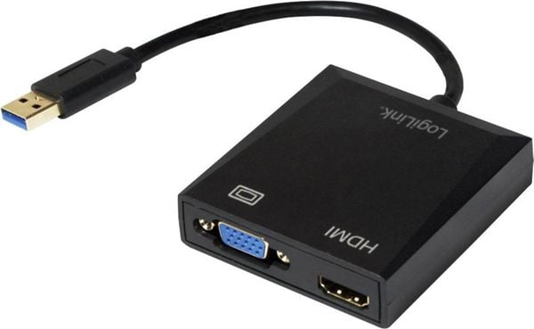 LogiLink UA0234 USB / VGA / HDMI Adapter [1x USB 3.2 Gen 1 Stecker A (USB 3.0) - 1x VGA-Buchse, HDMI-Buchse] Schwarz 10.