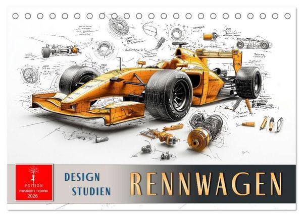 Produktbild: Rennwagen - Design Studien (Tischkalender 2026 DIN A5 quer), CALVENDO Monatskalender
