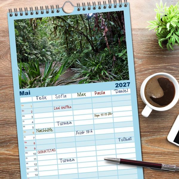 Produktbild: Familienplaner 2027 - Kolumbien Impressionen mit 5 Spalten (Wandkalender, 21 x 45 cm) CALVENDO