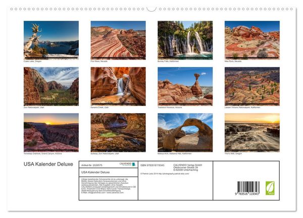 Produktbild: USA Kalender Deluxe (hochwertiger Premium Wandkalender 2026 DIN A2 quer), Kunstdruck in Hochglanz