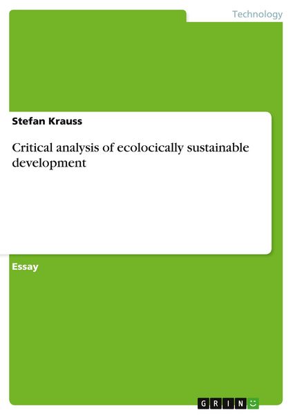 Produktbild: Critical analysis of ecologically sustainable development