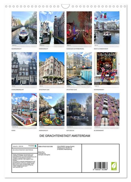 Produktbild: DIE GRACHTENSTADT AMSTERDAM (Wandkalender 2026 DIN A3 hoch), CALVENDO Monatskalender