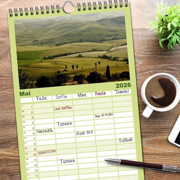 Produktbild: Familienplaner 2026 - Traumhaftes Italien mit 5 Spalten (Wandkalender, 21 x 45 cm) CALVENDO