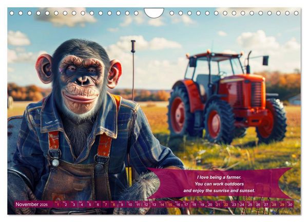 Produktbild: Funny charming animals as farmers (Wall Calendar 2026 DIN A4 landscape), CALVENDO 12 Month Wall Calendar