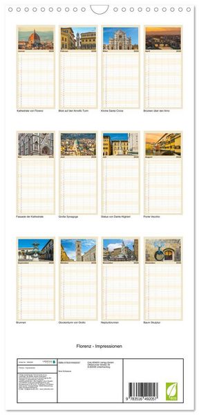 Produktbild: Familienplaner 2026 - Florenz - Impressionen mit 5 Spalten (Wandkalender, 21 x 45 cm) CALVENDO