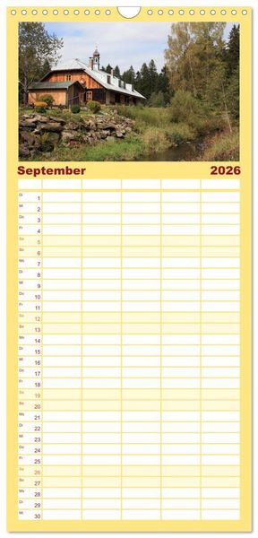 Produktbild: Familienplaner 2026 - Bayerischer Wald mit 5 Spalten (Wandkalender, 21 x 45 cm) CALVENDO