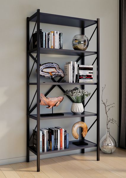 Produktbild: Holz Metall Stand Regal B&uuml;ro B&uuml;cher Insasi 5fach