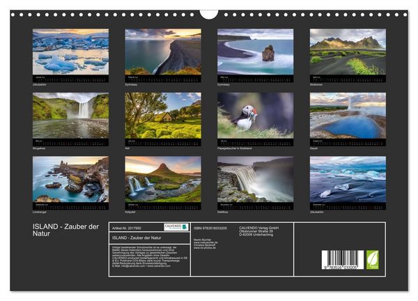 Produktbild: ISLAND - Zauber der Natur (Wandkalender 2026 DIN A3 quer), CALVENDO Monatskalender