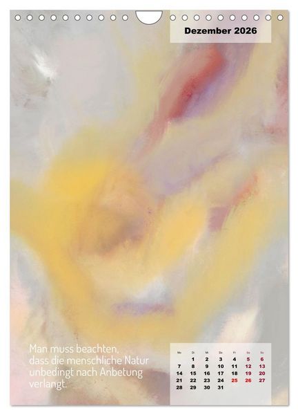 Produktbild: Seelenw&uuml;nsche - Kunstkalender mit Texten zum Innehalten (Wandkalender 2026 DIN A4 hoch), CALVENDO Monatskalender