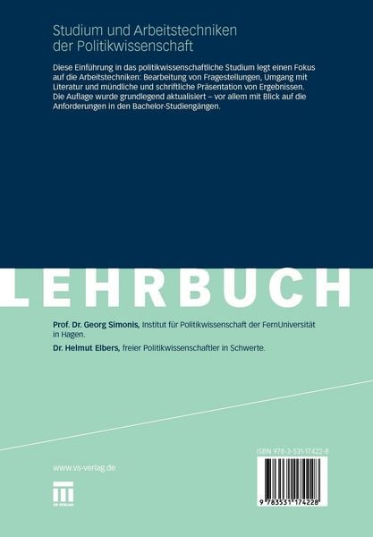 Produktbild: Studium und Arbeitstechniken der Politikwissenschaft