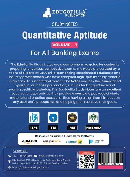 Produktbild: Quantitative Aptitude (Vol 1) Topicwise Notes for All Banking Related Exams | A Complete Preparation Book for All Your Banking Exams with Solved MCQs