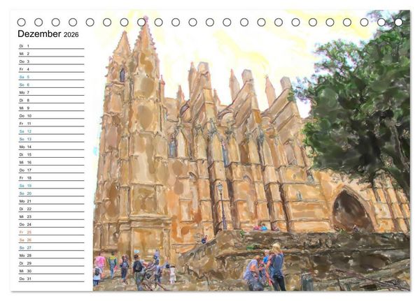 Produktbild: Mallorca - Impressionen in Aquarellfarben (Tischkalender 2026 DIN A5 quer), CALVENDO Monatskalender