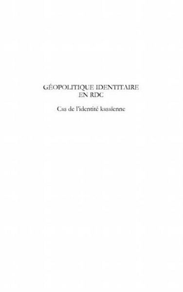 Produktbild: Geopolitique identitaire en rdc - cas de