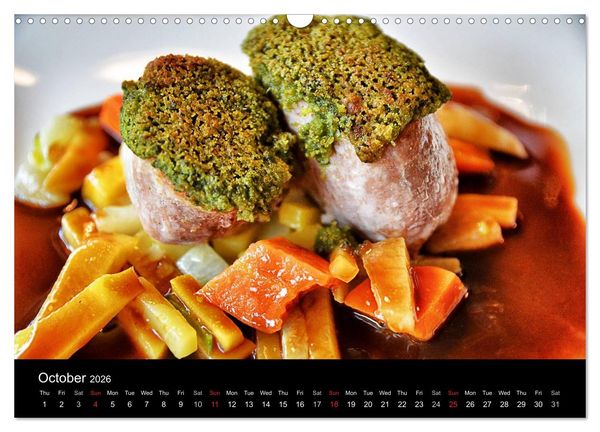 Produktbild: Delicious - Gourmet Food Calendar 2026 / UK-Version (Wall Calendar 2026 DIN A3 landscape), CALVENDO 12 Month Wall Calendar