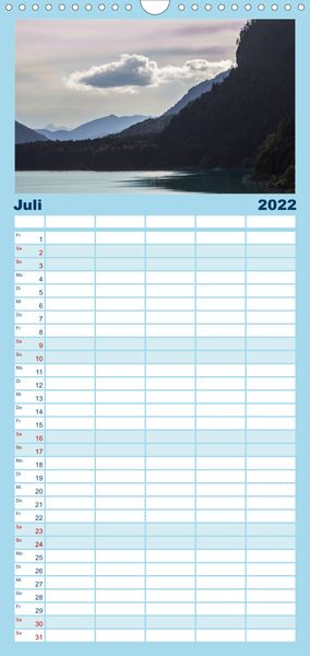 Produktbild: Familienplaner Boarisch g'schaut - Vom Haarsee bis zum Isarwinkel (Wandkalender 2022 , 21 cm x 45 cm, hoch)