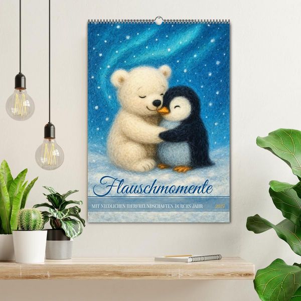 Produktbild: Flauschmomente - Mit niedlichen Tierfreundschaften durchs Jahr (Wandkalender 2027 DIN A2 hoch), CALVENDO Monatskalender