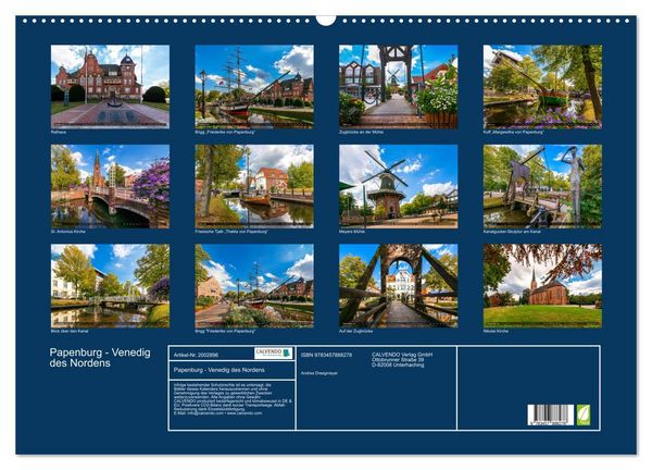Produktbild: Papenburg - Venedig des Nordens (Wandkalender 2026 DIN A2 quer), CALVENDO Monatskalender