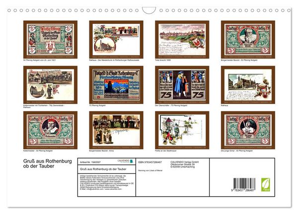 Produktbild: Gru&szlig; aus Rothenburg ob der Tauber (Wandkalender 2026 DIN A3 quer), CALVENDO Monatskalender