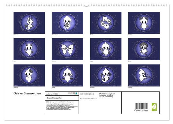 Produktbild: Geister Sternzeichen (hochwertiger Premium Wandkalender 2026 DIN A2 quer), Kunstdruck in Hochglanz